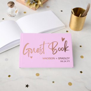 Livre D'or Mariage de script de calligraphie or Rose Real Foi