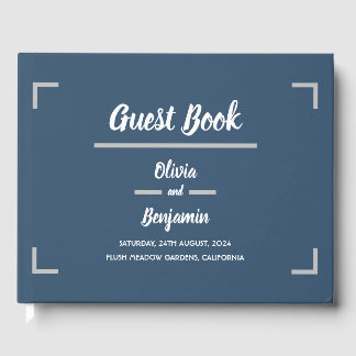 Livre D'or Mariage de script manuscrit bleu simple