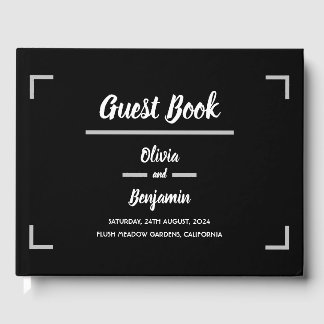 Livre D'or Mariage de script manuscrit noir simple