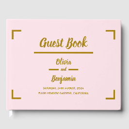 Livre D'or Mariage de script manuscrit rose simple