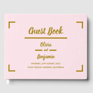 Livre D'or Mariage de script manuscrit rose simple
