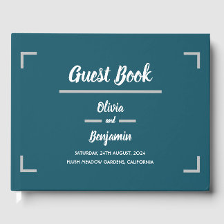 Livre D'or Mariage de script manuscrit Turquoise simple