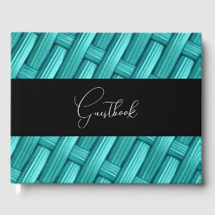 Livre D'or Mariage de texture turquoise Retro tissé Panier