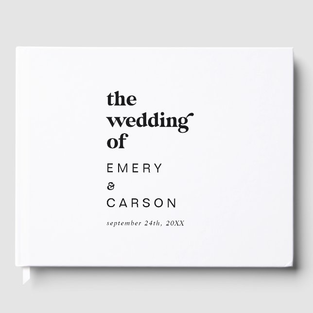Livre D'or Mariage de typographie noire moderne (Recto)
