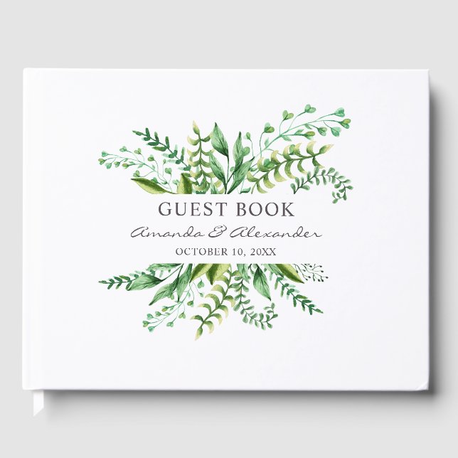 Livre D'or Mariage de verdure aquarelle. Botanique botanique (Recto)