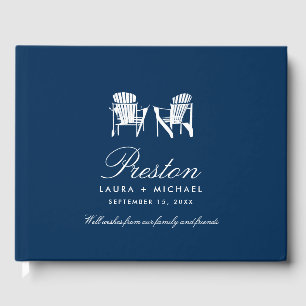 Livre D'or Mariage des chaises Adirondack bleu marine