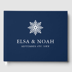 LIVRE D'OR MARIAGE D'HIVER D'ARGENT BLEU SNOWFLAKE NAVY