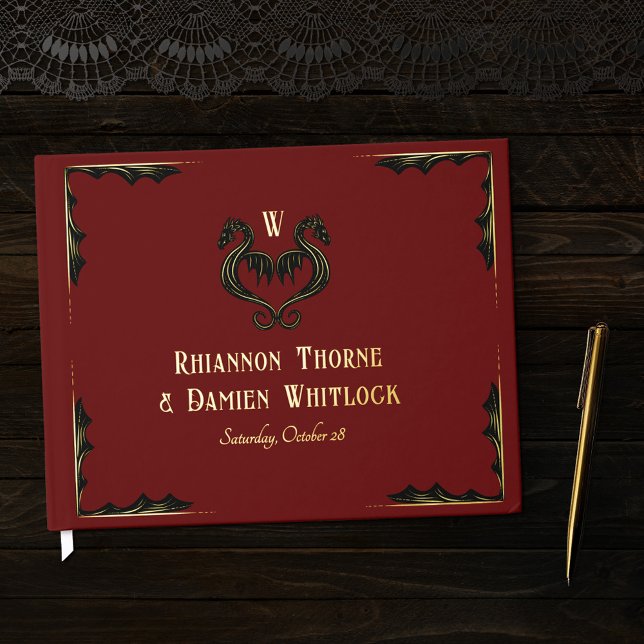 Livre D'or Mariage d'Imaginaire de monographie de dragon noir (Créateur téléchargé)