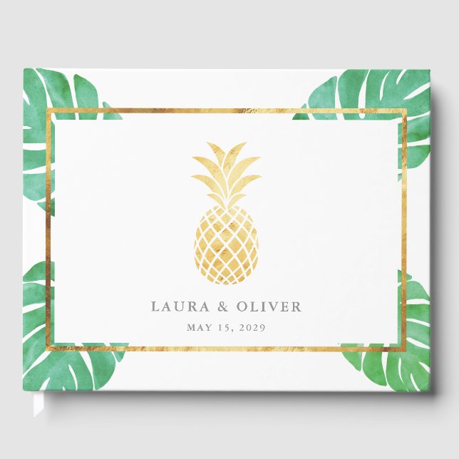 Livre D'or Mariage d'or d'ananas tropical (Recto)