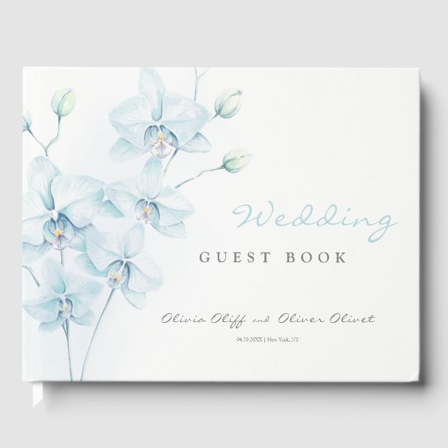 Livre D'or Mariage d'orchidée bleu doux (Recto)