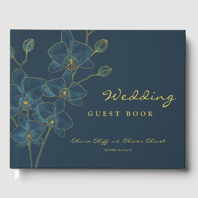 Livre D'or Mariage d'orchidée bleu doux (Recto)