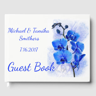 Livre D'or Mariage d'orchidées bleues personnalisées