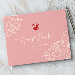 Livre D'or Mariage Double Bonheur Élégant Chinois