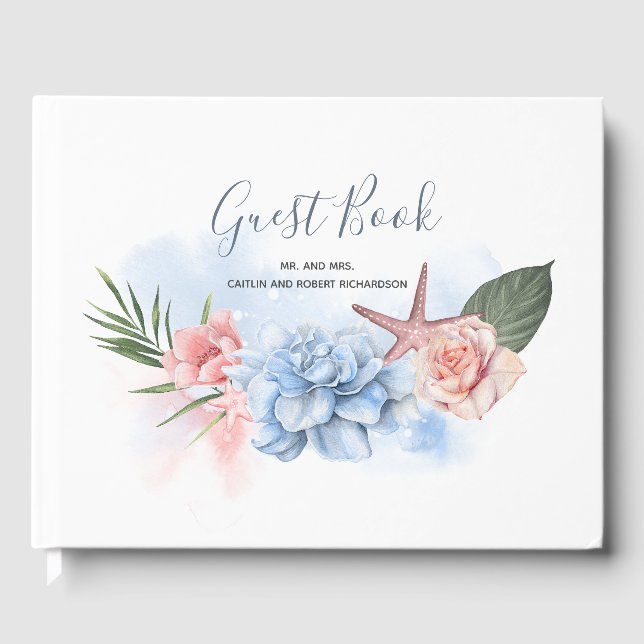 Livre D'or Mariage Dusty Blue et Blush Beach (Recto)