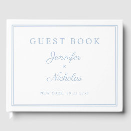 Livre D'or Mariage élégant à l'écriture bleue poudrée