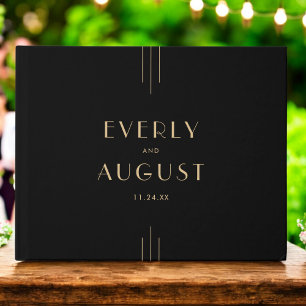 Livre D'or Mariage élégant Art Déco noir et or EVERLY
