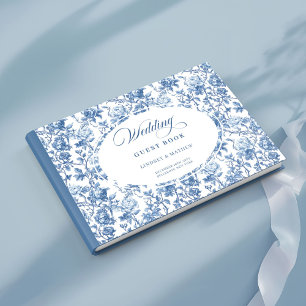 Livre D'or Mariage élégant aux roses bleues marine Toile de J