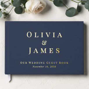 Livre D'or Mariage Élégant Bleu