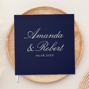 Livre D'or Mariage élégant calligraphie bleu marine