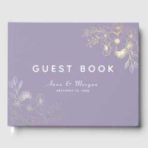 Livre D'or Mariage élégant floral pourpre Or