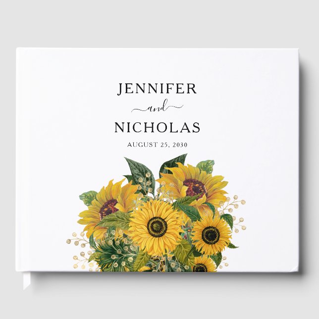 Livre D'or Mariage Élégant Floral Tournesol (Recto)