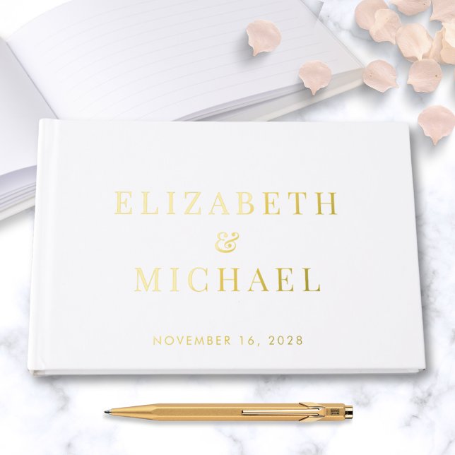 Livre D'or Mariage élégant Monogramme Blanc (Créateur téléchargé)