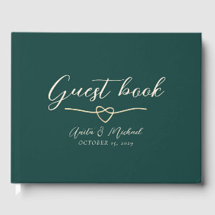 Livre D'or Mariage élégant vert émeraude or