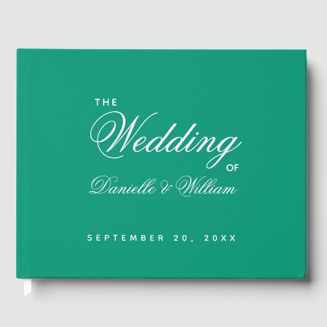 Livre D'or Mariage Emerald Green Script simple (Recto)