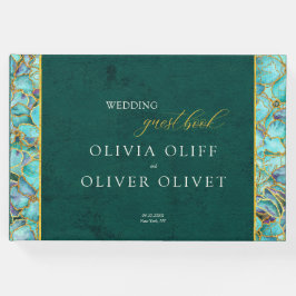 Livre D'or Mariage émeraude aux fleurs turquoise
