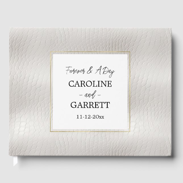 Livre D'or Mariage en cuir blanc Faux (Recto)