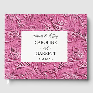 Livre D'or Mariage en cuir rose chic
