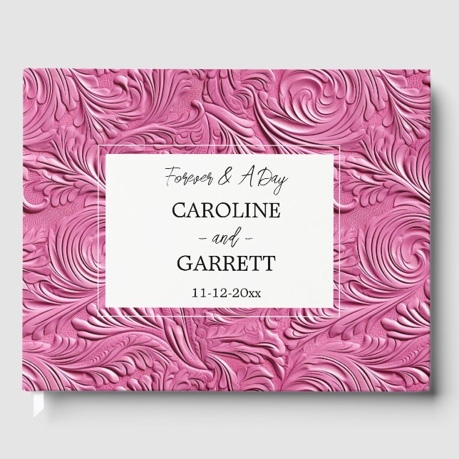Livre D'or Mariage en cuir rose chic (Recto)