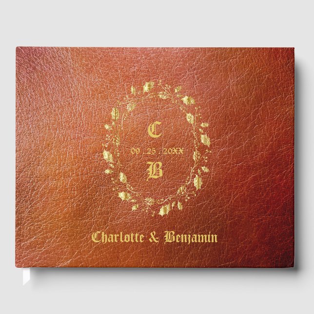 Livre D'or Mariage en cuir rustique (Recto)
