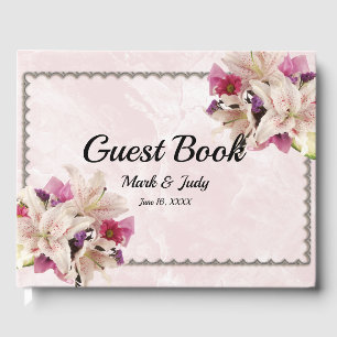 Livre d'or Mariage en marbre rose blanc Lily