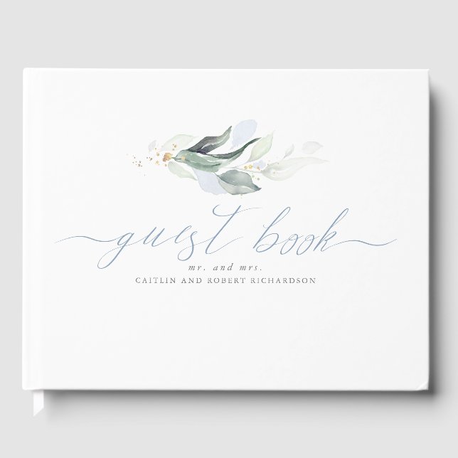 Livre D'or Mariage Feuille Dusty (Recto)