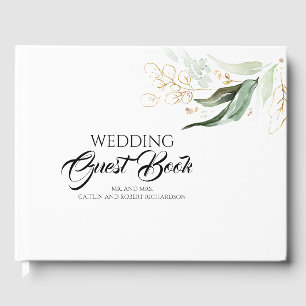 Livre D'or Mariage Feuille Eucalyptus Green Gold