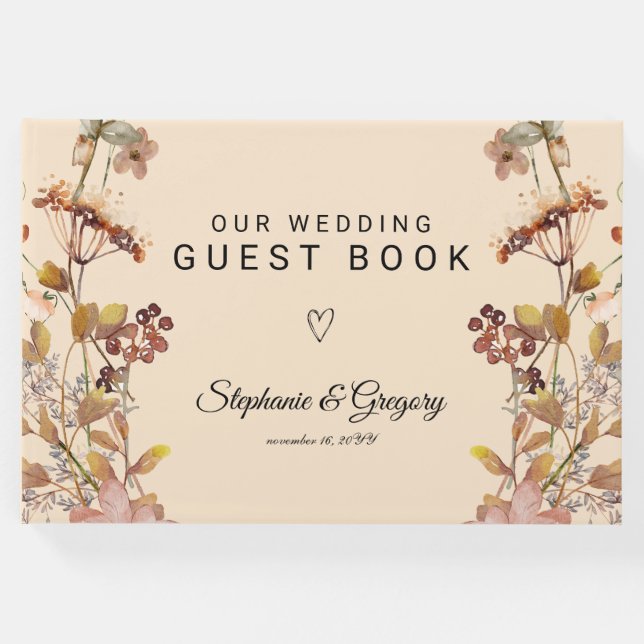 Livre D'or Mariage Fleur sauvage Boho d'automne (Devant)
