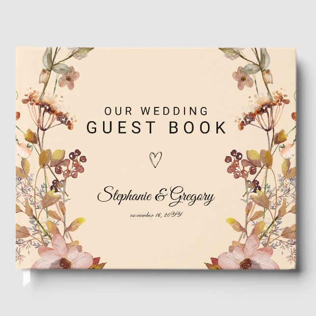 Livre D'or Mariage Fleur sauvage Boho d'automne (Recto)