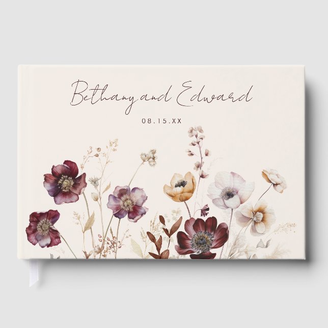 Livre D'or Mariage Fleur sauvage d'automne (Recto)