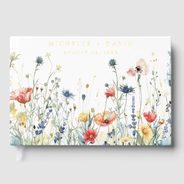 Livre D'or Mariage Fleur sauvage dynamique (Recto)