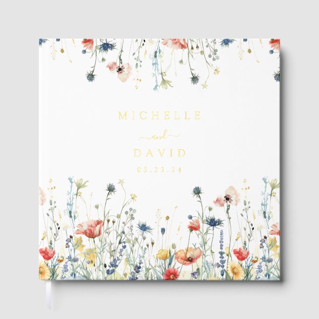 Livre D'or Mariage Fleur sauvage dynamique (Recto)