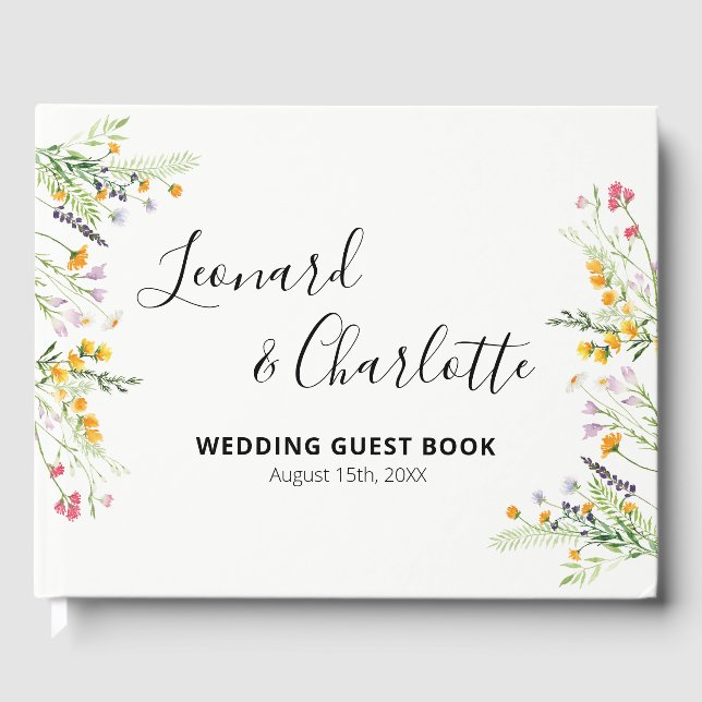 Livre D'or Mariage fleur sauvage Invités Réserver (Recto)