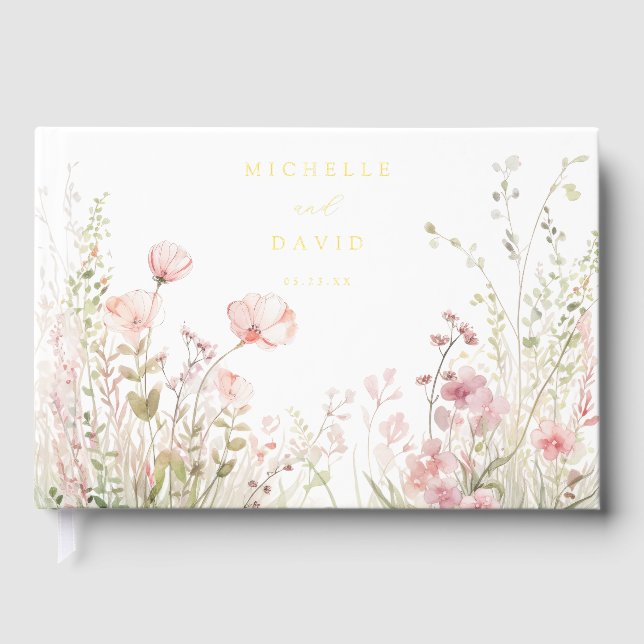 Livre D'or Mariage Fleur sauvage Pastel (Recto)