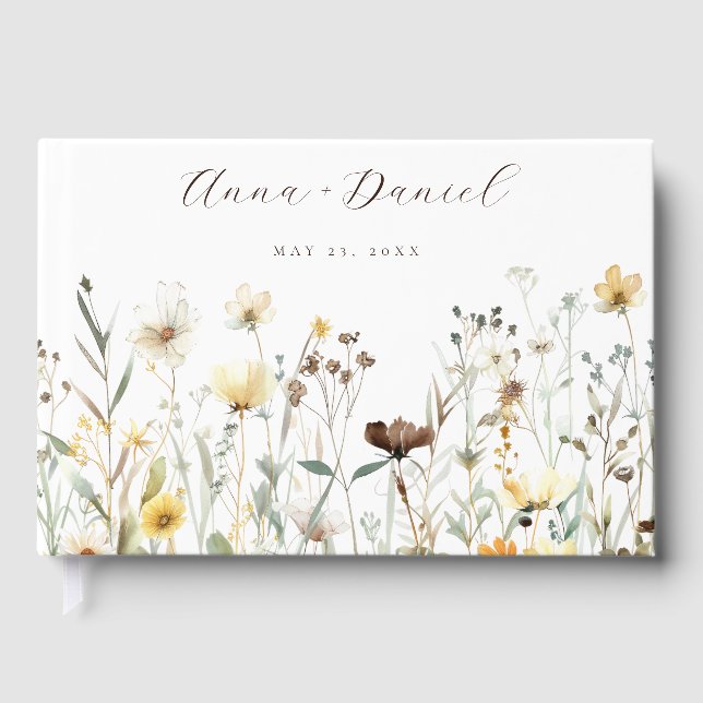 Livre D'or Mariage Fleur sauvage Rustique aquarelle (Recto)
