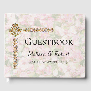 Livre D'or Mariage fleuri à bijoux d'or