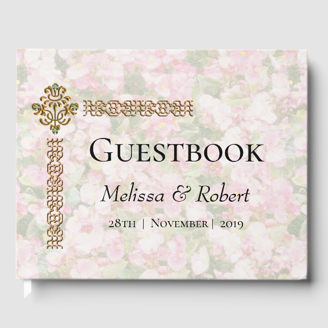 Livre D'or Mariage fleuri à bijoux d'or (Recto)