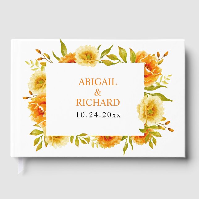 Livre D'or Mariage fleuri à l'eau orange (Recto)