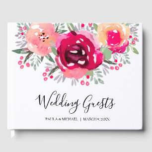 Livre D'or Mariage Fleurs de Pink Aquarelle
