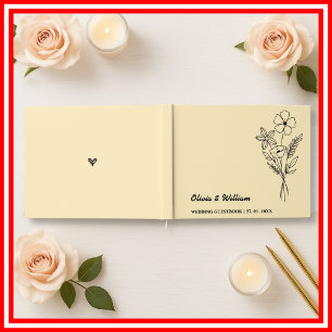 Livre D'or Mariage Fleurs Sauvages Jaune Beurre