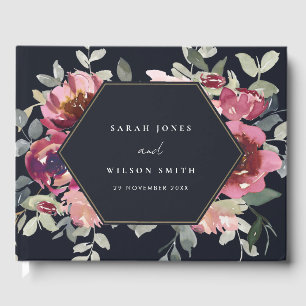 LIVRE D'OR MARIAGE FLORAL BLACK BURGUNDY